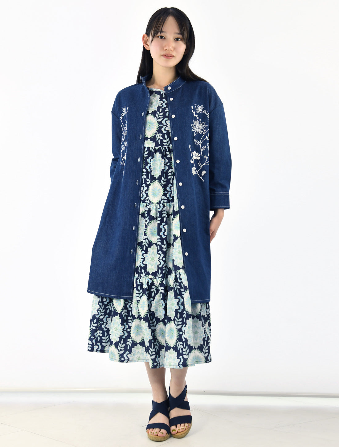 ロータスレース刺繍デニムチュニック 2026SS | Lotus Room ROUROU