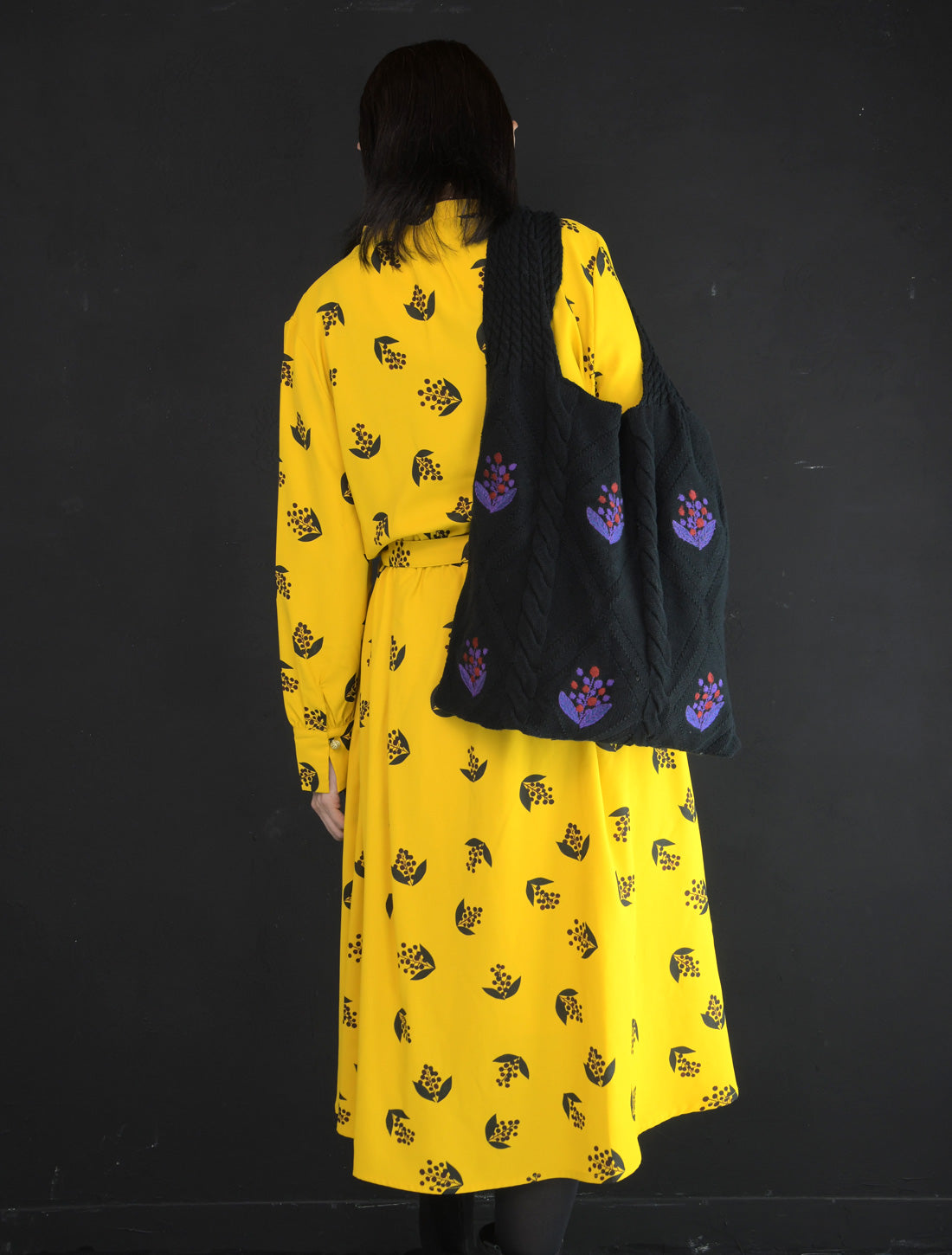 南天刺繍ケーブルニットバッグ【2025AW】