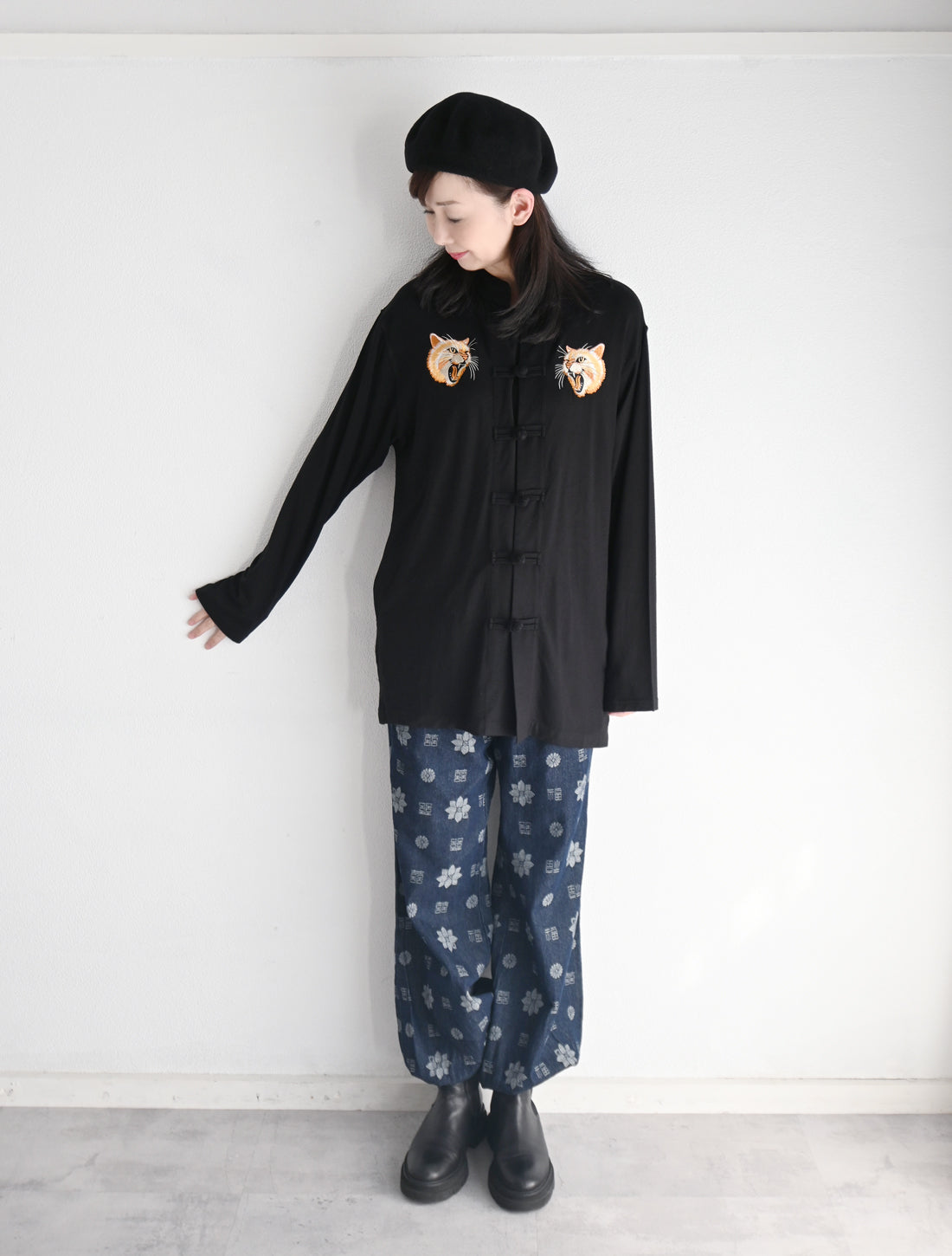 25周年】猫刺繍マオカラーカーディガン