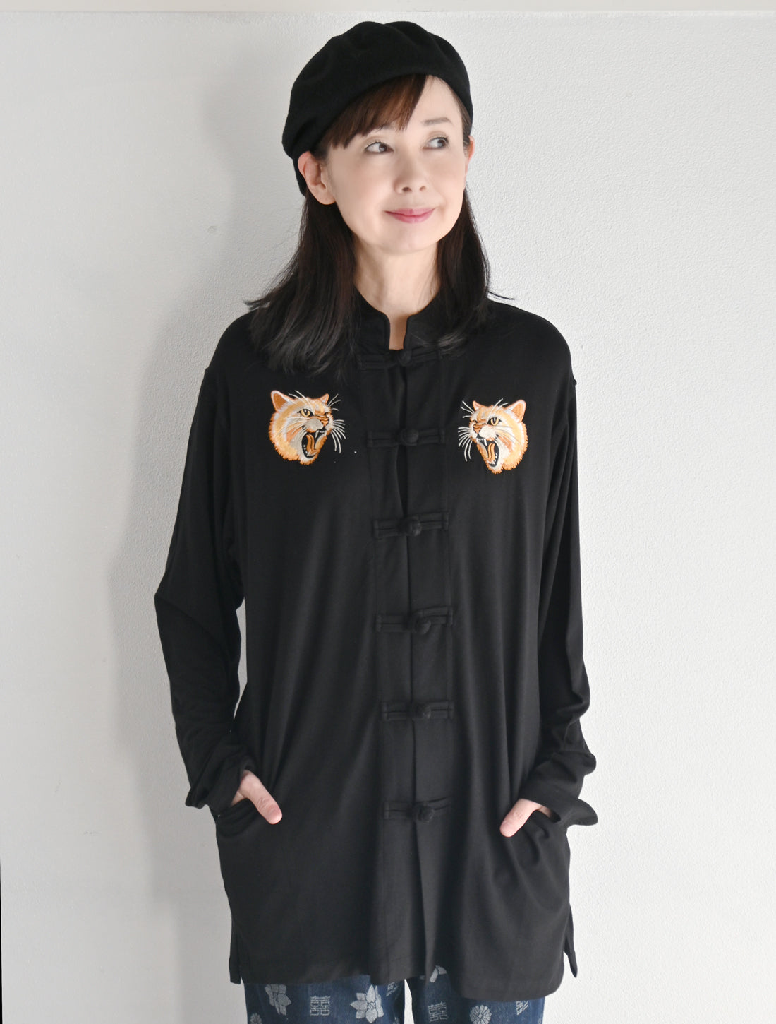 25周年】猫刺繍マオカラーカーディガン