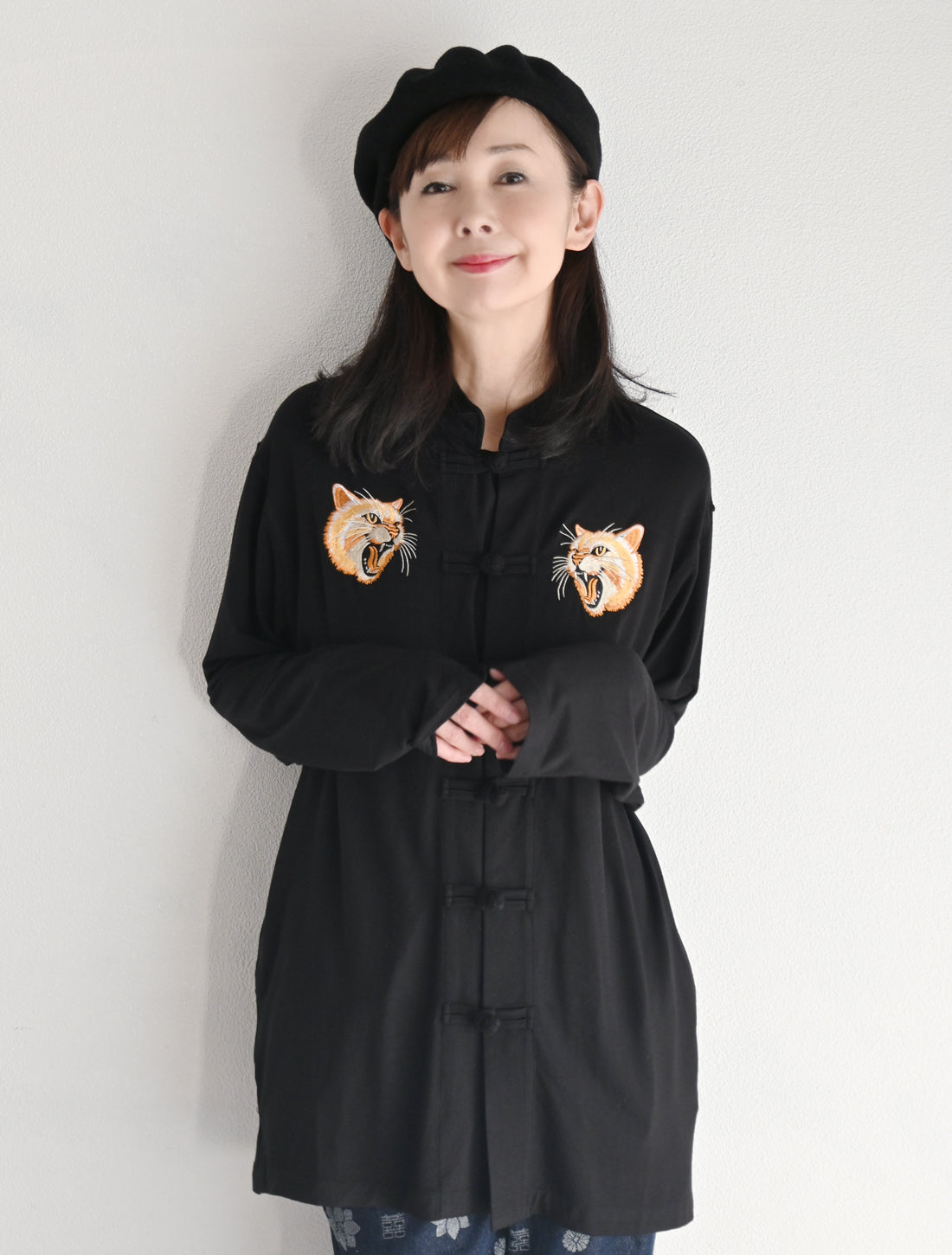 25周年】猫刺繍マオカラーカーディガン