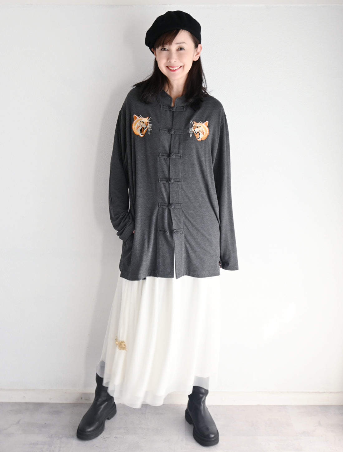 【25周年】猫刺繍マオカラーカーディガン※予約