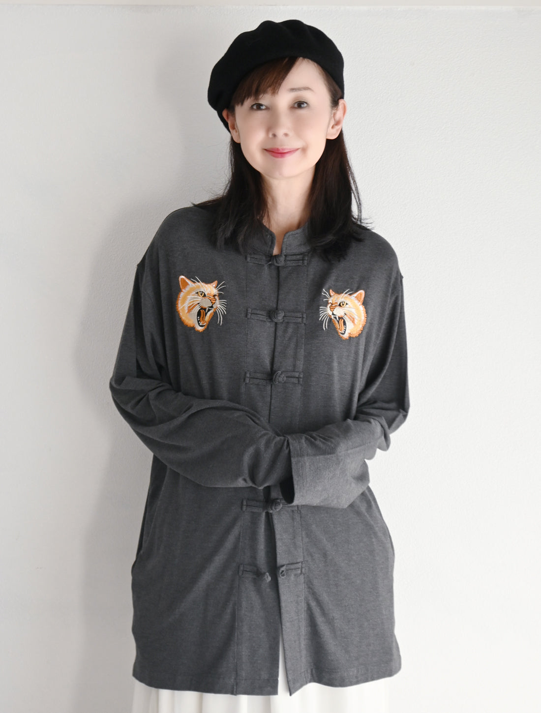 【25周年】猫刺繍マオカラーカーディガン※予約