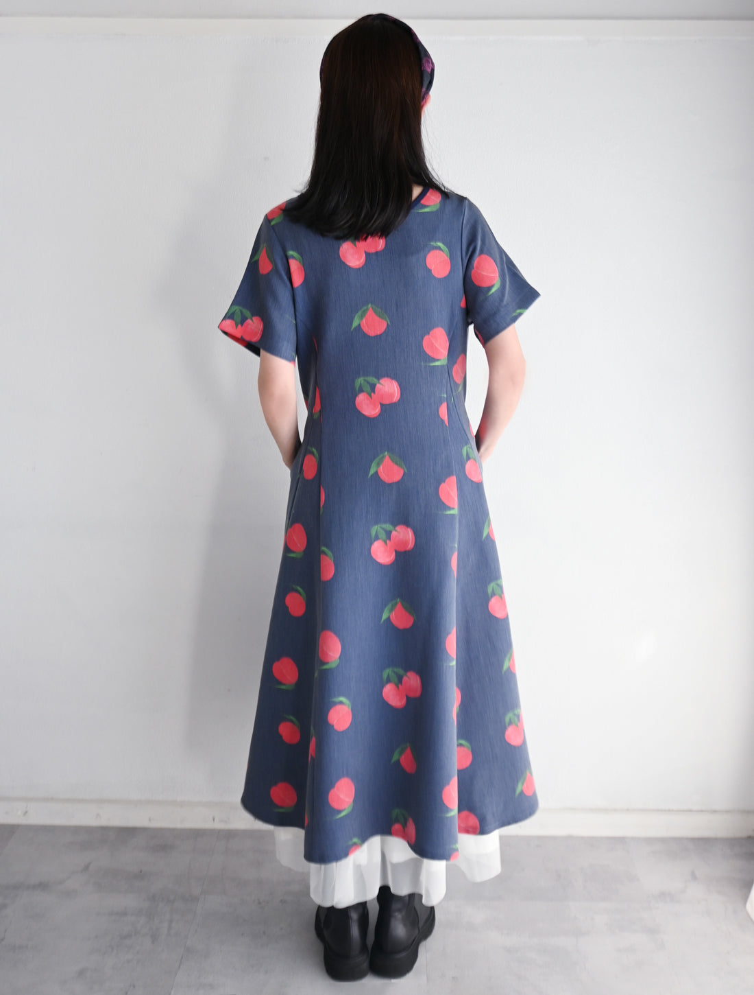 【25周年】桃柄涙あきチャイナ釦ワンピース※予約