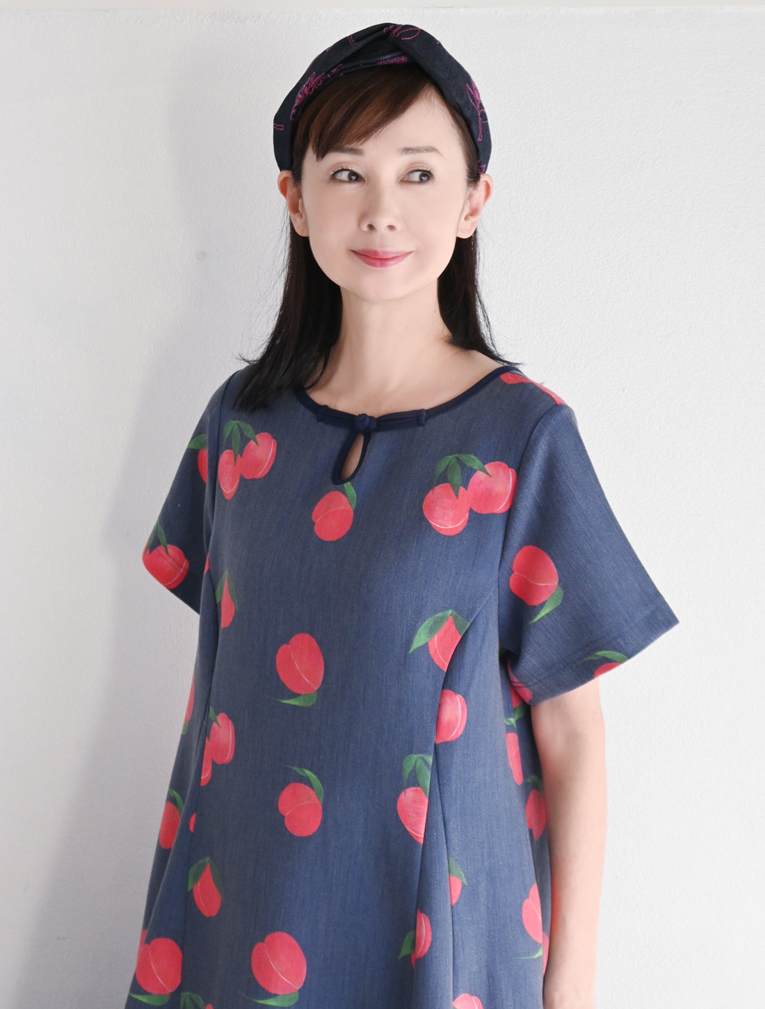 【25周年】桃柄涙あきチャイナ釦ワンピース※予約