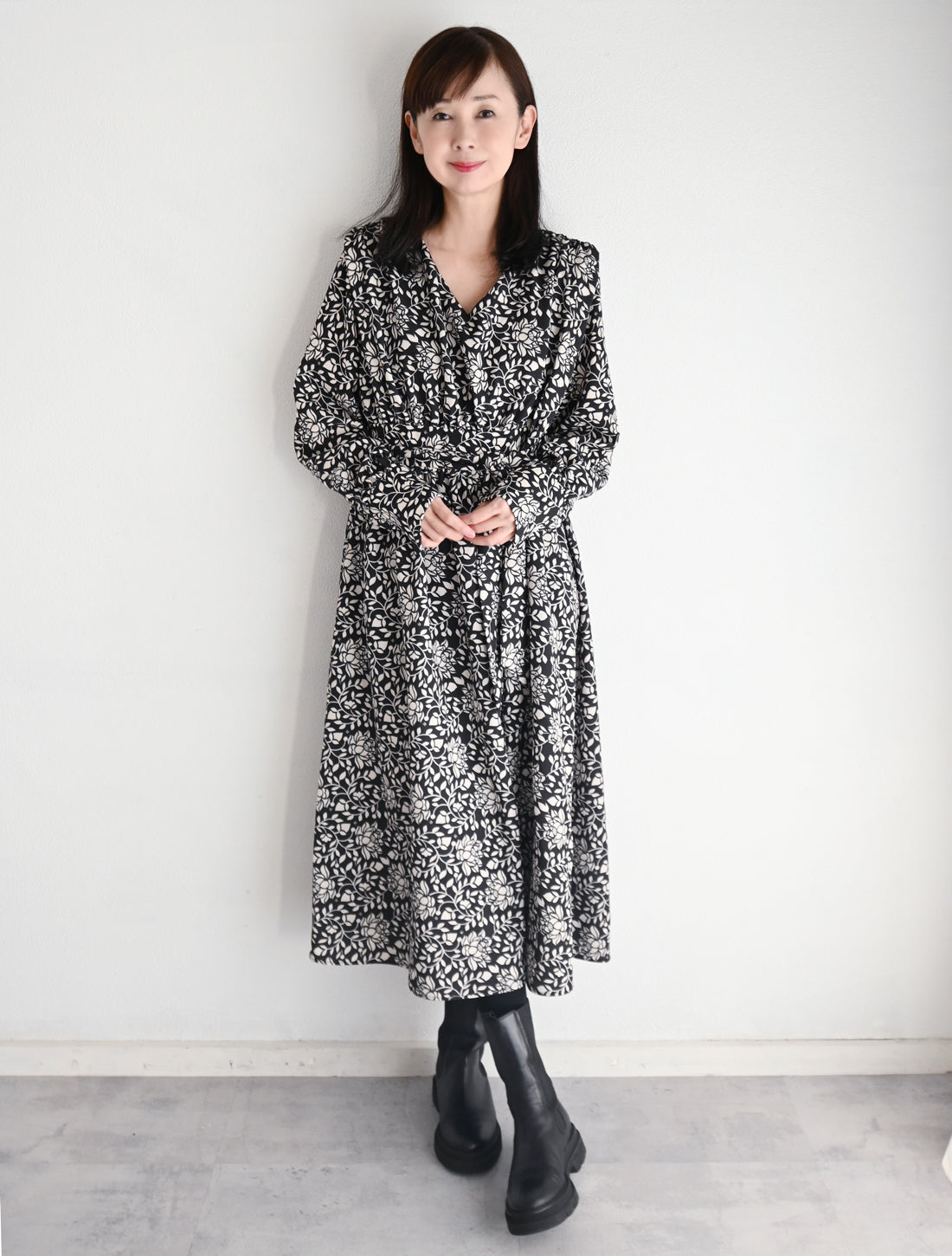 ROUROU　ロータスダマスクプリントワンピース　蓮唐草 25周年】蓮唐草プリントワンピース※予約