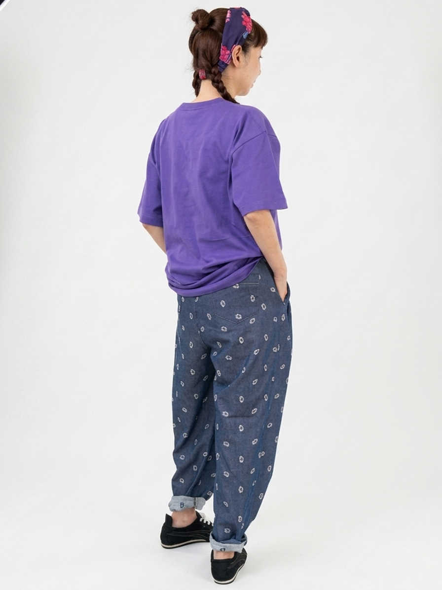 Small Floral Jacquard Dungaree Relaxed Pants