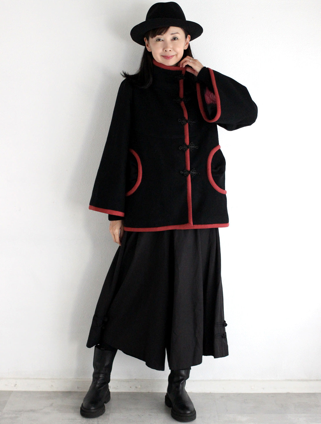 美品軍服風チャイナゴシック飾り紐ショートコートブラック 美品軍服風チャイナゴシック飾り紐ショートコートブラック 美品軍服風