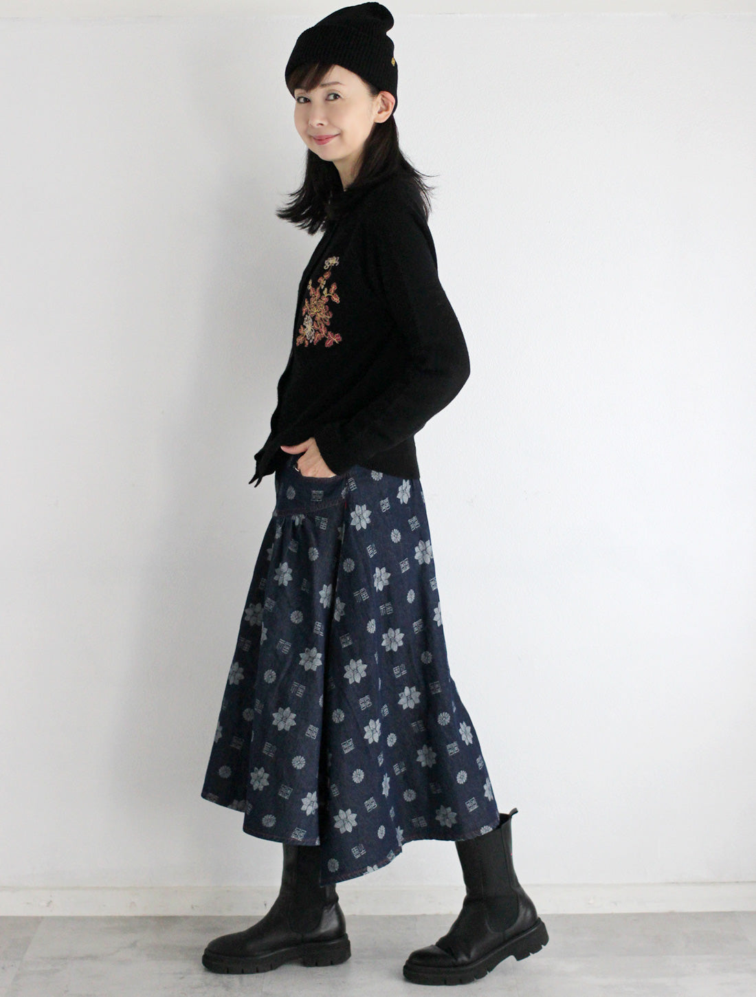 【25周年】福モノグラムジャカードデニムスカート※予約