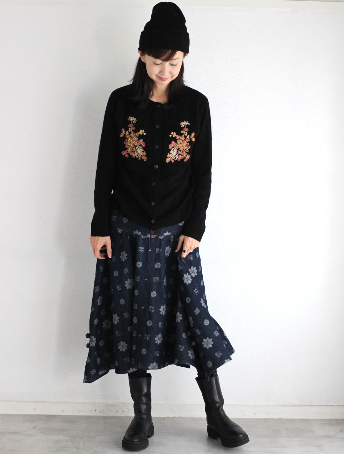 【25周年】福モノグラムジャカードデニムスカート※予約