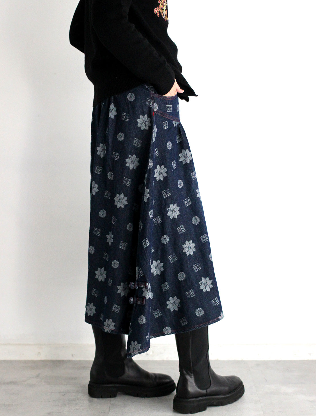 【25周年】福モノグラムジャカードデニムスカート※予約