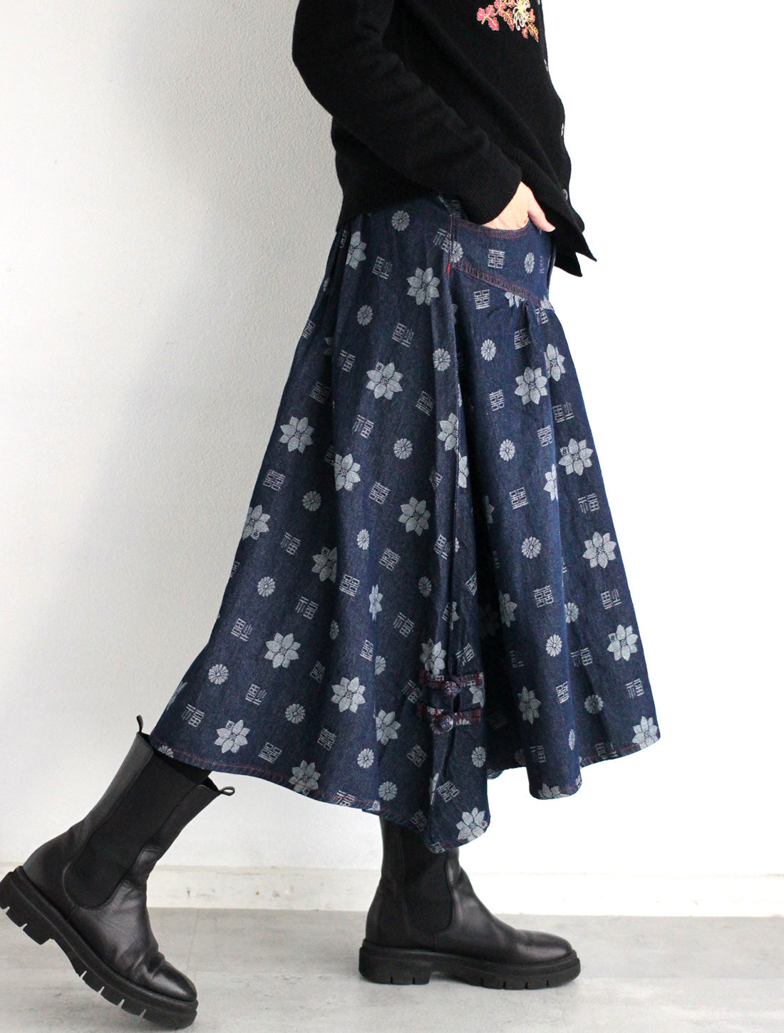 【25周年】福モノグラムジャカードデニムスカート※予約