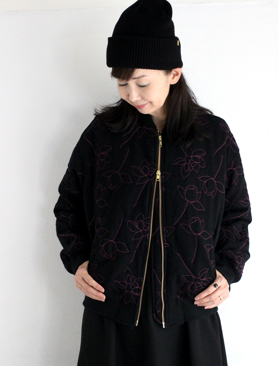 【25周年】蓮刺繍キルティングブルゾン