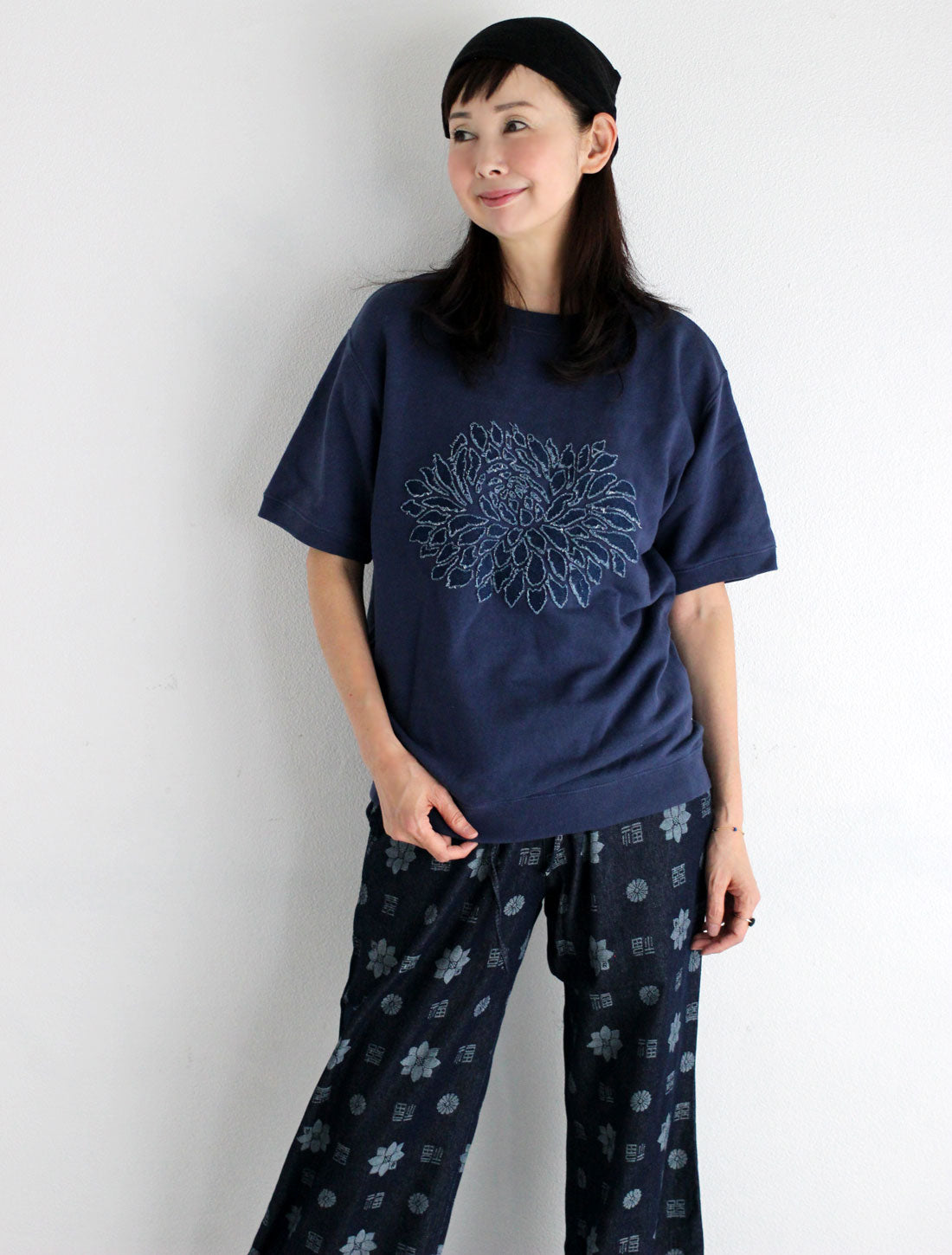 ダリアボンディングプリントパイルTシャツ