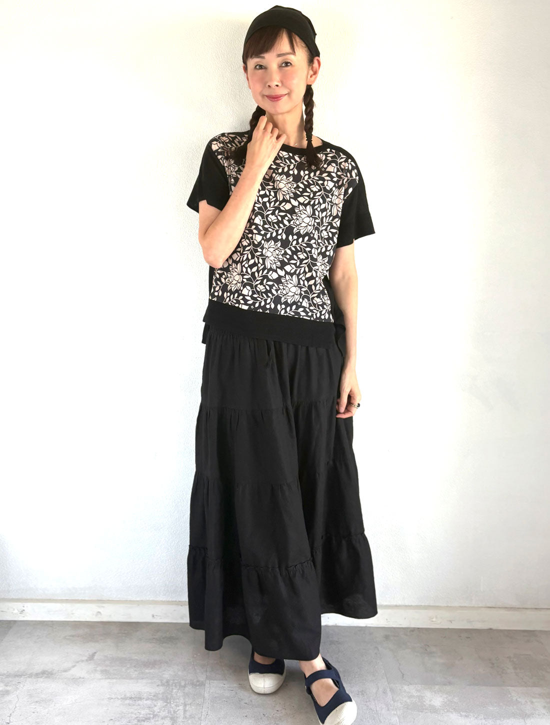 Dahlia Bonding Print Pile T-shirt