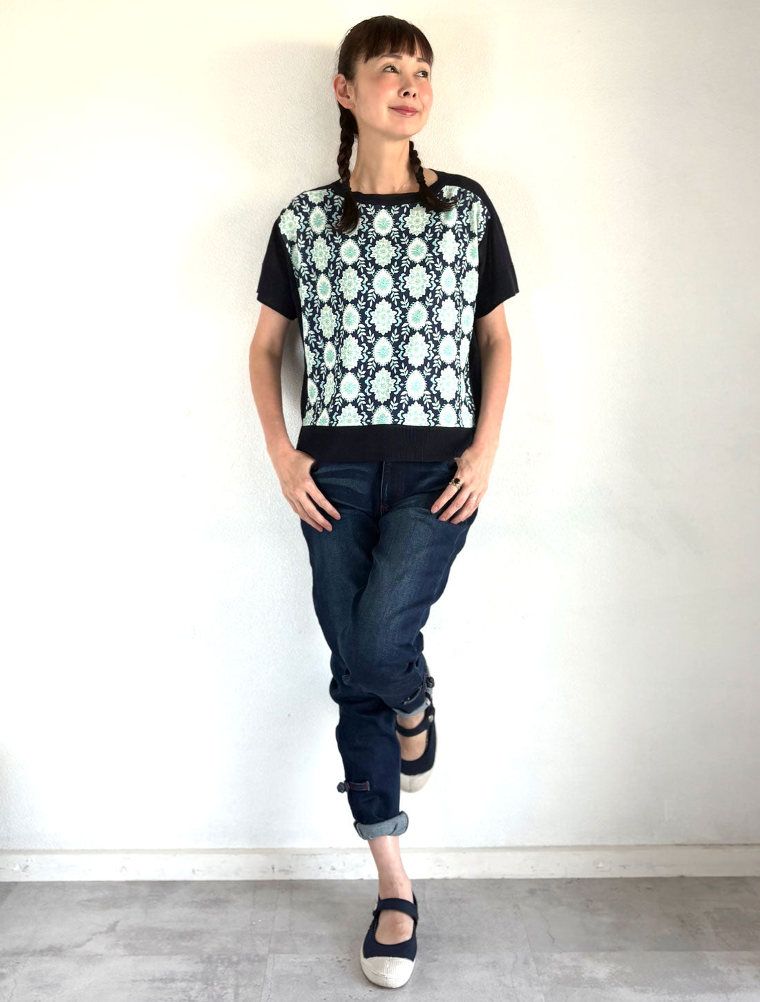 Dahlia Bonding Print Pile T-shirt