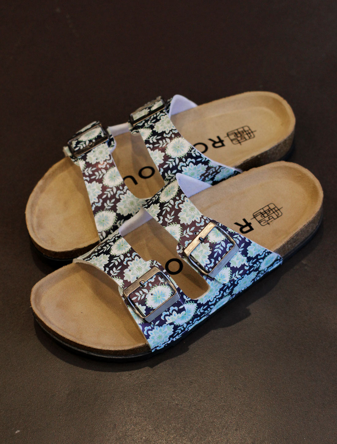 Powder Blue Damask Sandals