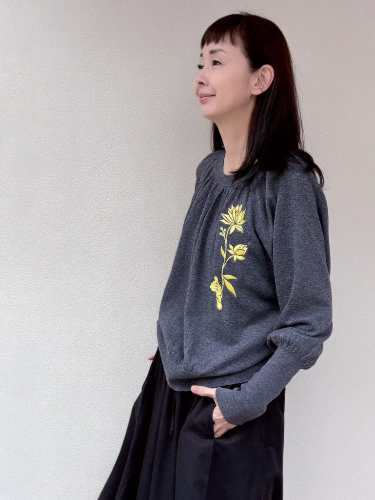 Forest flower embroidered wool cardigan