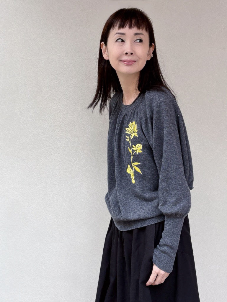Forest flower embroidered wool cardigan