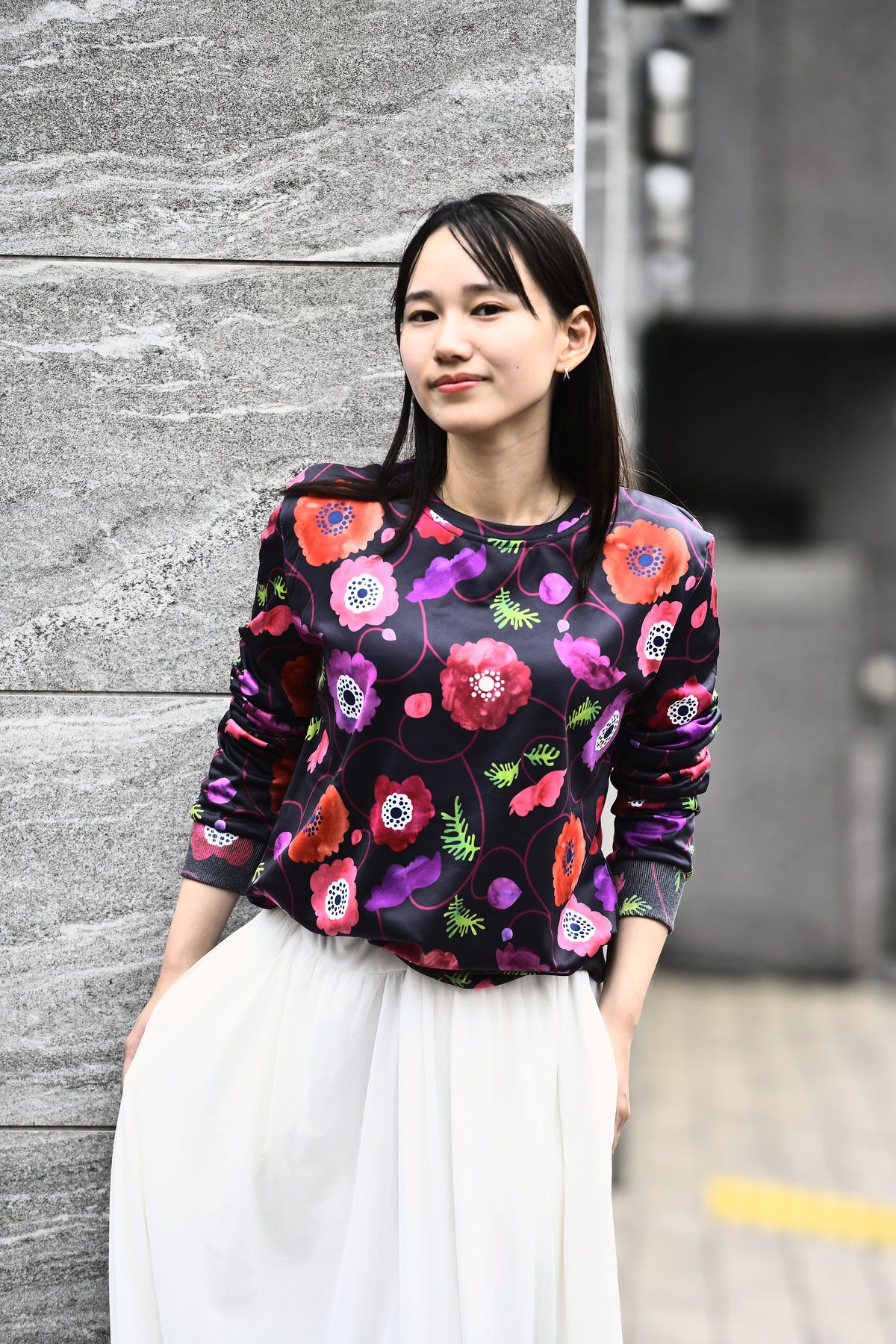 カラフルプリントロングTシャツ アネモネ